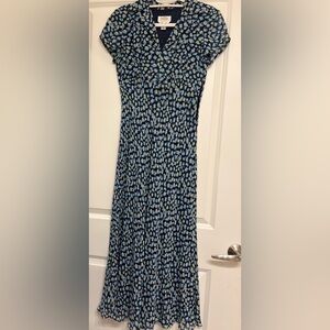 Talbots Silk Dress with Blue and Yellow Accents